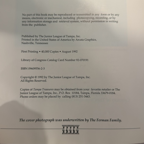 Vintage Tampa Florida Memorabilia, Tampa Treasures Cookbook from 1992, Hardcover - Picture 3 of 6